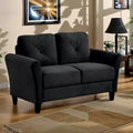 PexFix 2-Seat Velvet Upholstered Loveseat Sofa with Button Tufted Backrest Comfortable Modern Sectional Couch for Living Room Bedroom Office Black