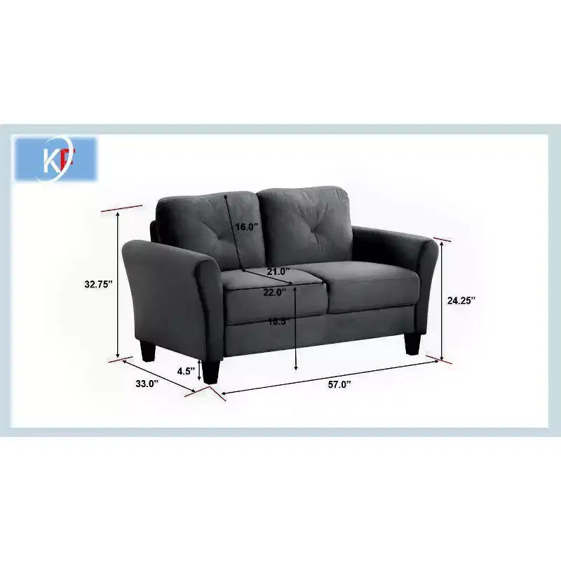PexFix 2-Seat Velvet Upholstered Loveseat Sofa with Button Tufted Backrest Comfortable Modern Sectional Couch for Living Room Bedroom Office Black