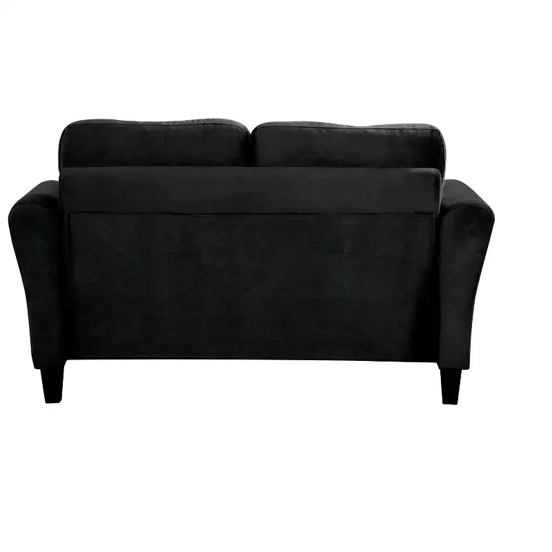 PexFix 2-Seat Velvet Upholstered Loveseat Sofa with Button Tufted Backrest Comfortable Modern Sectional Couch for Living Room Bedroom Office Black