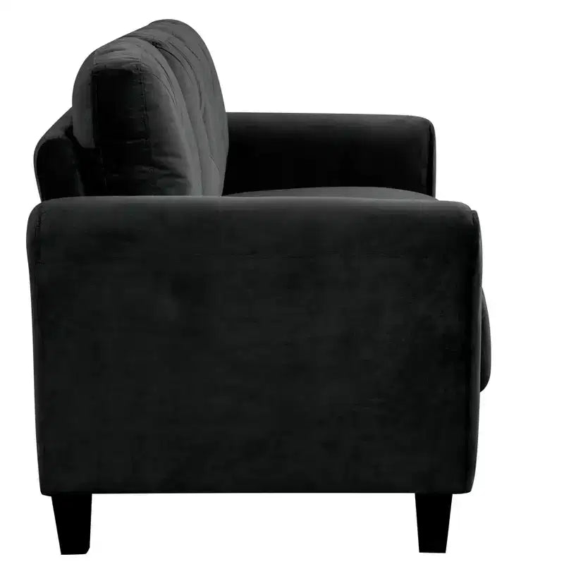 PexFix 2-Seat Velvet Upholstered Loveseat Sofa with Button Tufted Backrest Comfortable Modern Sectional Couch for Living Room Bedroom Office Black