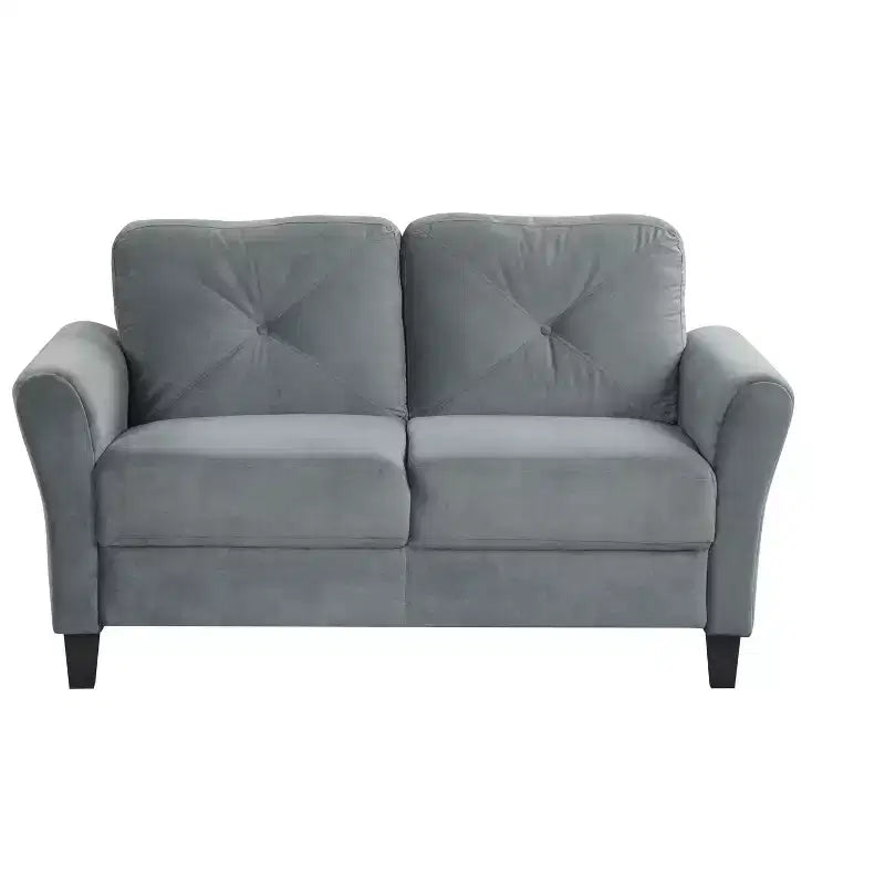 PexFix 2-Seat Velvet Upholstered Loveseat Sofa with Button Tufted Backrest Comfortable Modern Sectional Couch for Living Room Bedroom Office Gray