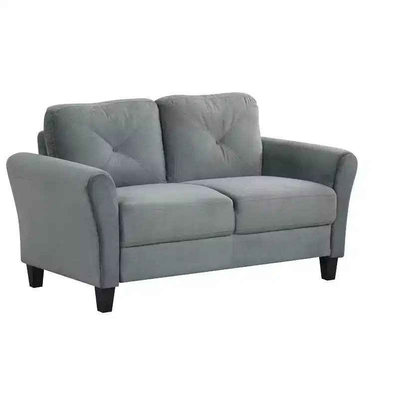 PexFix 2-Seat Velvet Upholstered Loveseat Sofa with Button Tufted Backrest Comfortable Modern Sectional Couch for Living Room Bedroom Office Gray