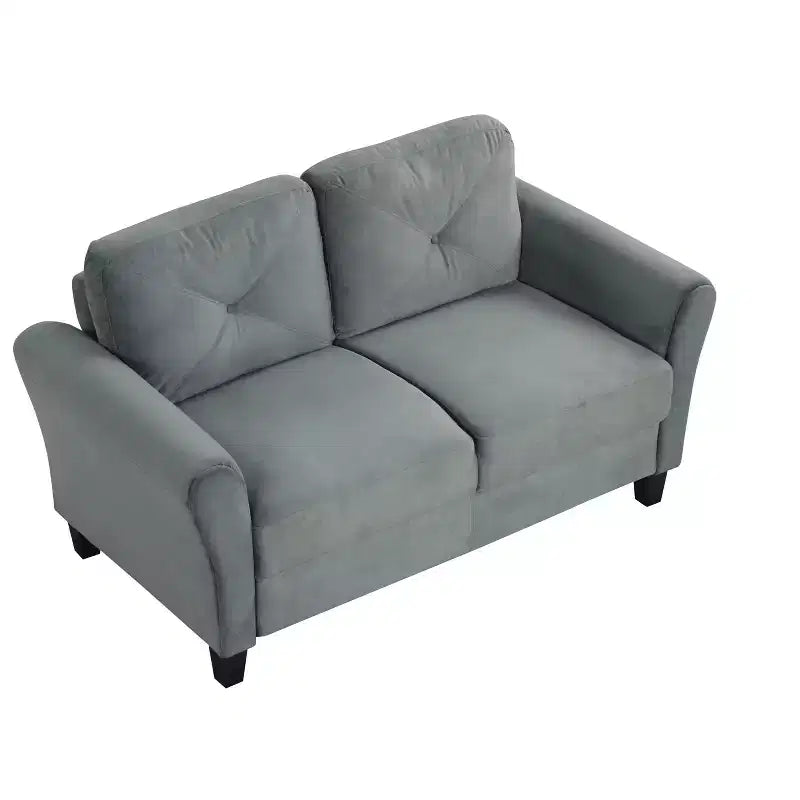PexFix 2-Seat Velvet Upholstered Loveseat Sofa with Button Tufted Backrest Comfortable Modern Sectional Couch for Living Room Bedroom Office Gray