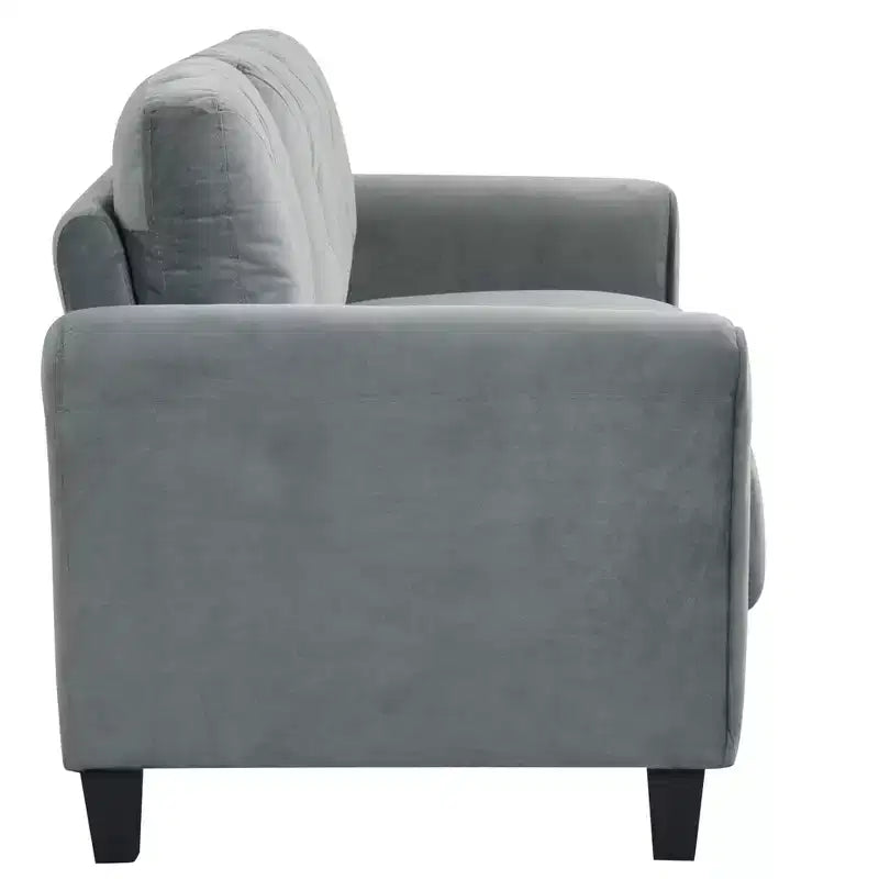 PexFix 2-Seat Velvet Upholstered Loveseat Sofa with Button Tufted Backrest Comfortable Modern Sectional Couch for Living Room Bedroom Office Gray