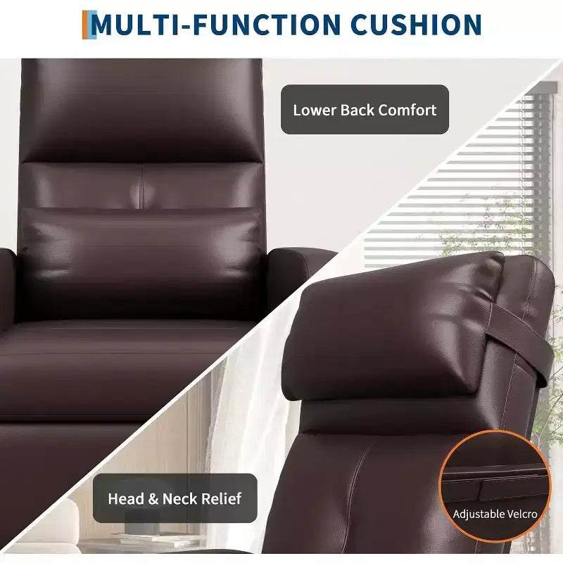 Ergonomic Power Recliner Chair - Massage & Heat Features, Adjustable Electric Recliner, Overstuffed PU Leather Single Sofa (Living Room Use)