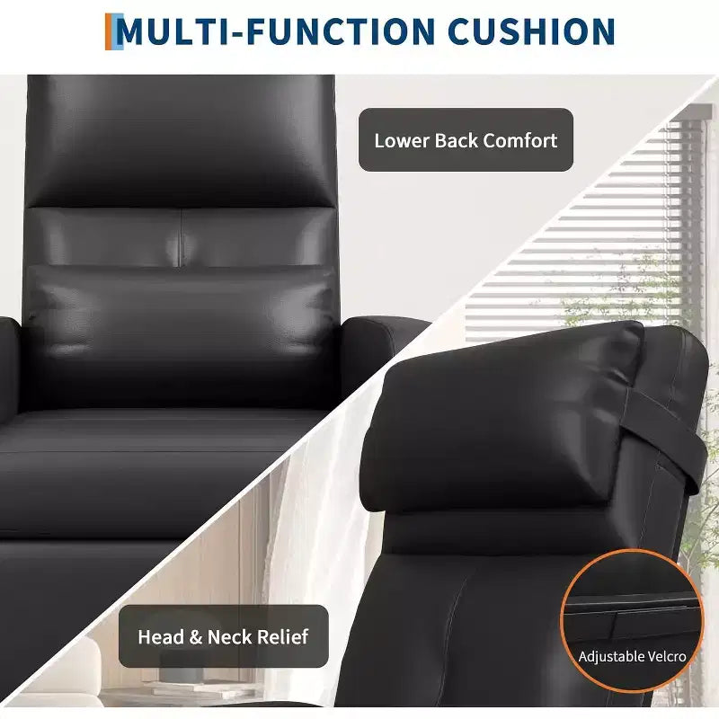 Ergonomic Power Recliner Chair - Massage & Heat Features, Adjustable Electric Recliner, Overstuffed PU Leather Single Sofa (Living Room Use)