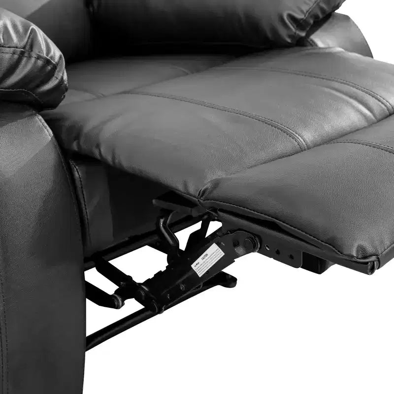MAYEERTY Power Recliner Sofa, Breathable Leather Reclining Chair, 3 Seater Sofa with Storage & Reversible Table for Living Room, Black