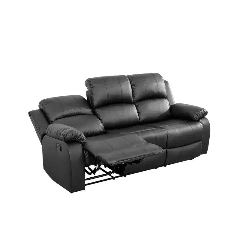 MAYEERTY Power Recliner Sofa, Breathable Leather Reclining Chair, 3 Seater Sofa with Storage & Reversible Table for Living Room, Black