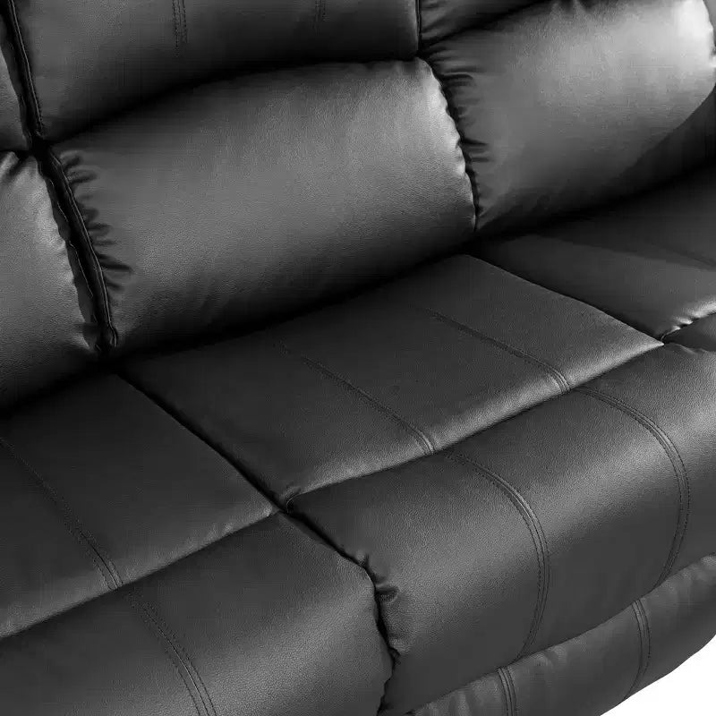 MAYEERTY Power Recliner Sofa, Breathable Leather Reclining Chair, 3 Seater Sofa with Storage & Reversible Table for Living Room, Black