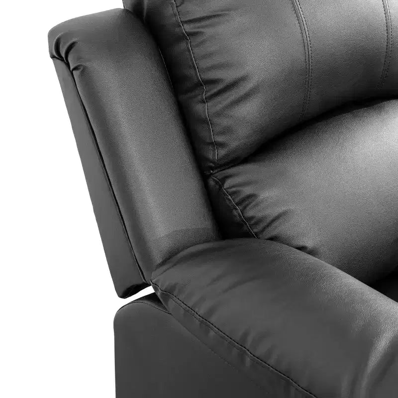 MAYEERTY Power Recliner Sofa, Breathable Leather Reclining Chair, 3 Seater Sofa with Storage & Reversible Table for Living Room, Black