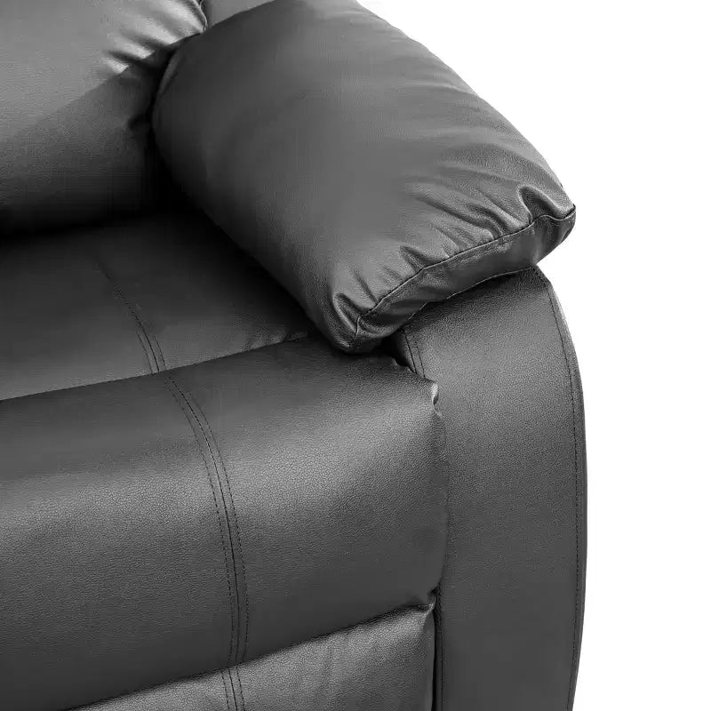 MAYEERTY Power Recliner Sofa, Breathable Leather Reclining Chair, 3 Seater Sofa with Storage & Reversible Table for Living Room, Black