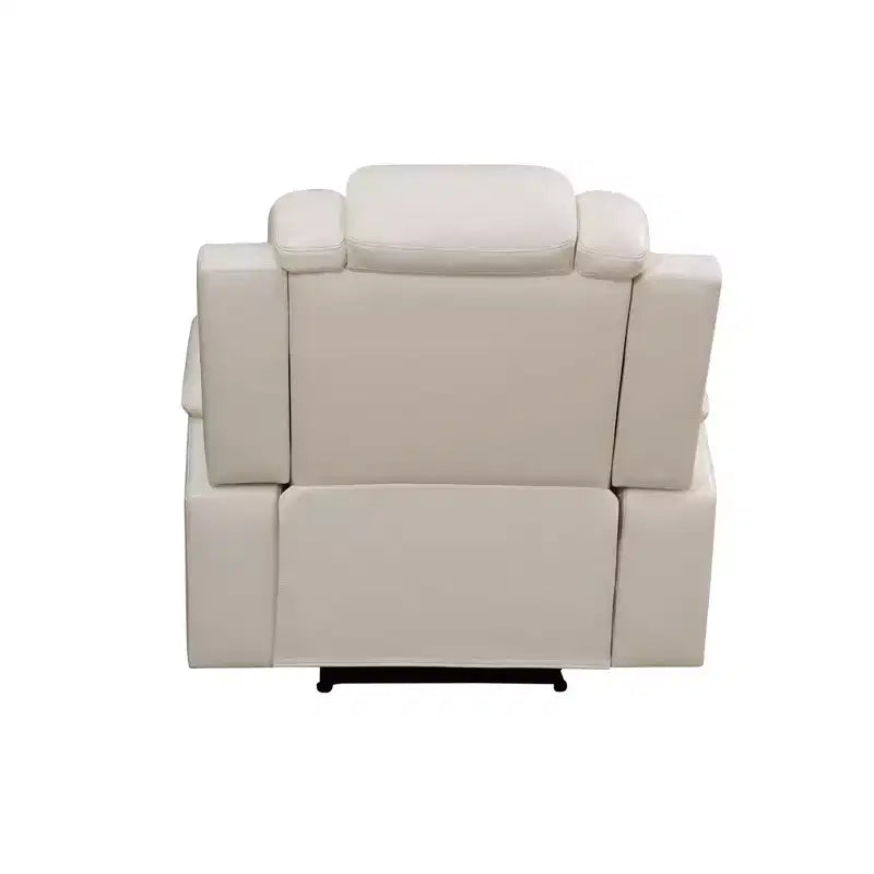 MAYEERTY Power Recliner Chair, Electric Leather Reclining Chair with USB Charging, Storage & Cup Holder for Living Room, White