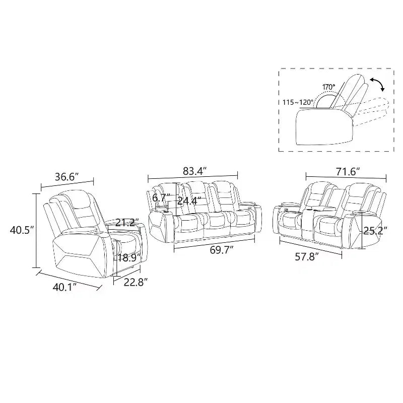 MAYEERTY Power Recliner Chair, Electric Leather Reclining Chair with USB Charging, Storage & Cup Holder for Living Room, White