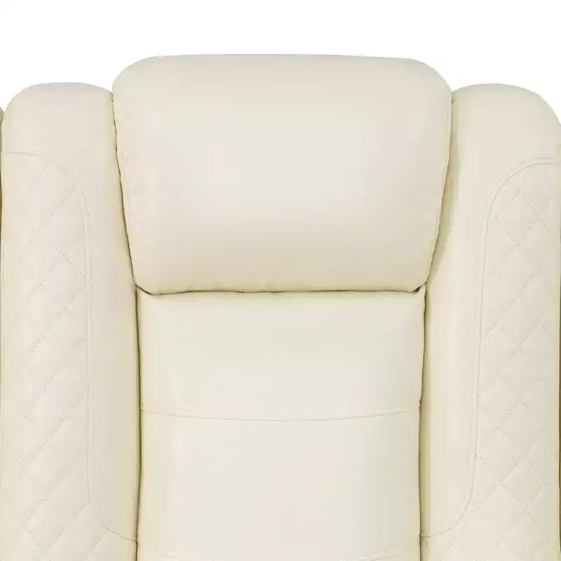 MAYEERTY Power Recliner Chair, Electric Leather Reclining Chair with USB Charging, Storage & Cup Holder for Living Room, White