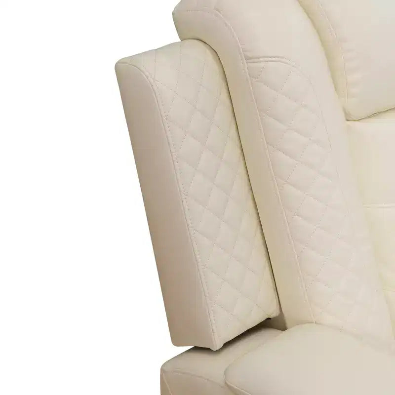 MAYEERTY Power Recliner Chair, Electric Leather Reclining Chair with USB Charging, Storage & Cup Holder for Living Room, White