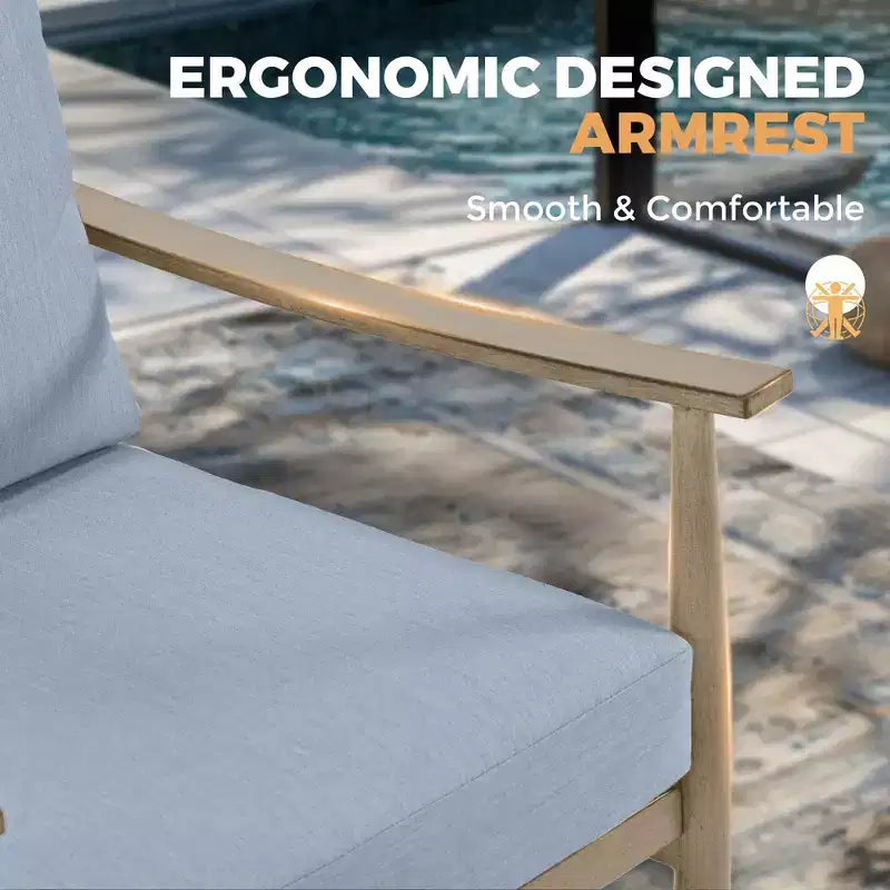 HAPPATIO 7 Pieces Aluminum Outdoor Conversation Set Includes 1 Loveseat, Side Table, Coffee Table, 2 Swivel Chairs and Ottomans