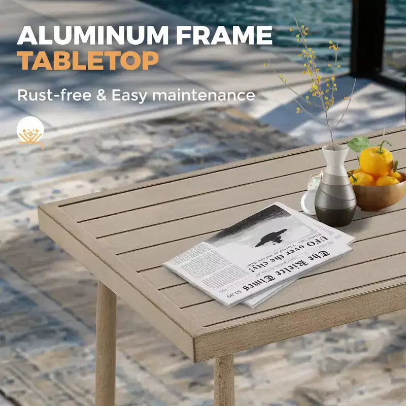 HAPPATIO 7 Pieces Aluminum Outdoor Conversation Set Includes 1 Loveseat, Side Table, Coffee Table, 2 Swivel Chairs and Ottomans
