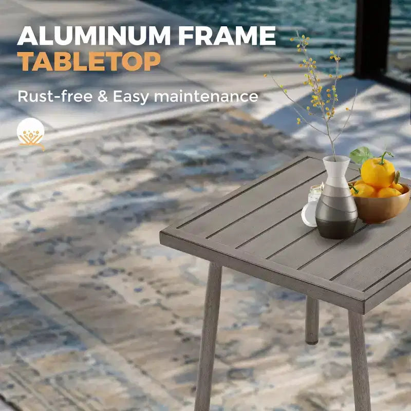 HAPPATIO 7 Pieces Aluminum Outdoor Conversation Set Includes 1 Loveseat, Side Table, Coffee Table, 2 Swivel Chairs and Ottomans
