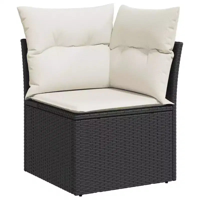 vidaXL Juego de Sofás de Jardín Negro, Blanco Crema Ratán Sintético, Acero con Recubrimiento en Polvo