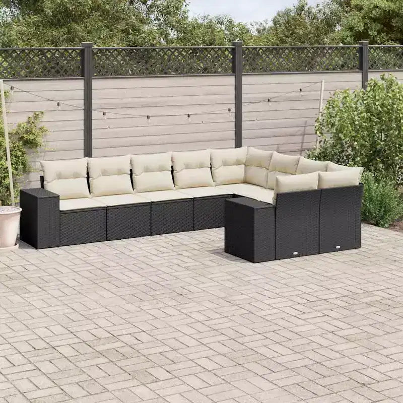 vidaXL Garden Sofa Set Black PE Rattan Large Modular Garden Sofa Set