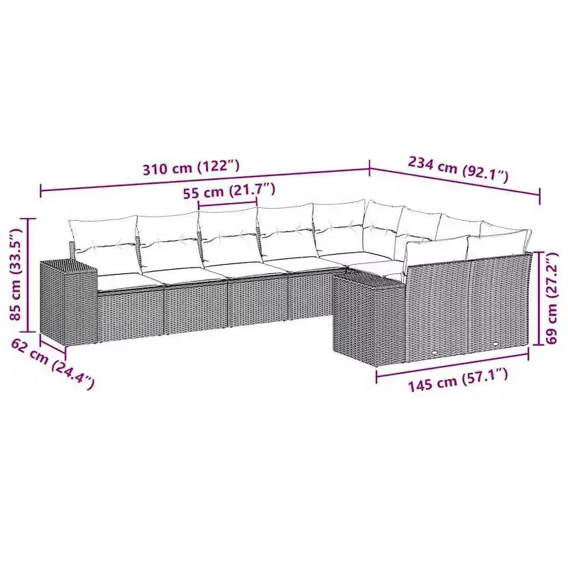 vidaXL Garden Sofa Set Black PE Rattan Large Modular Garden Sofa Set