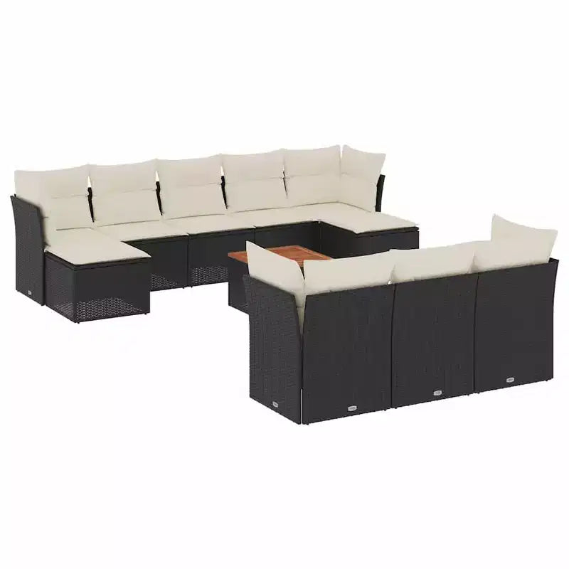 vidaXL Garden Sofa Set Black frame, cream white cushions