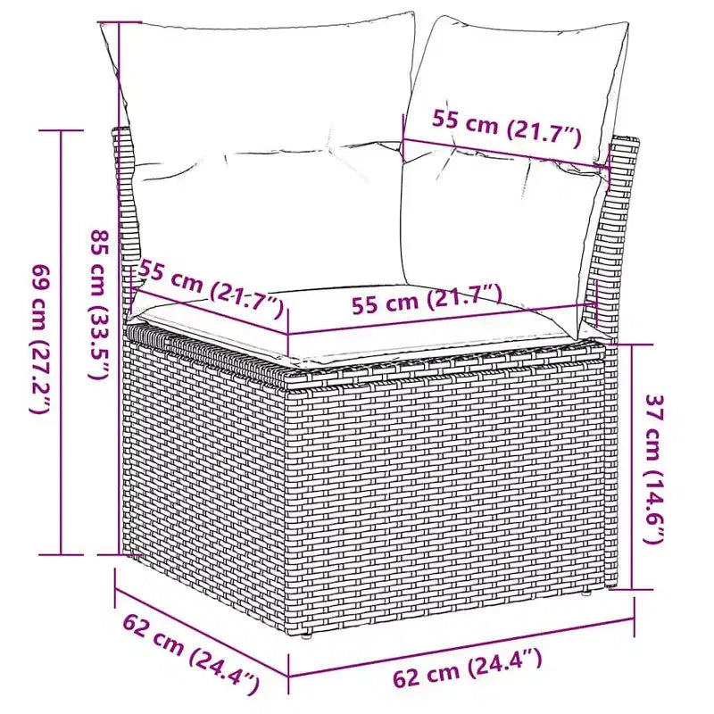 vidaXL Garden Sofa Set Black frame, cream white cushions