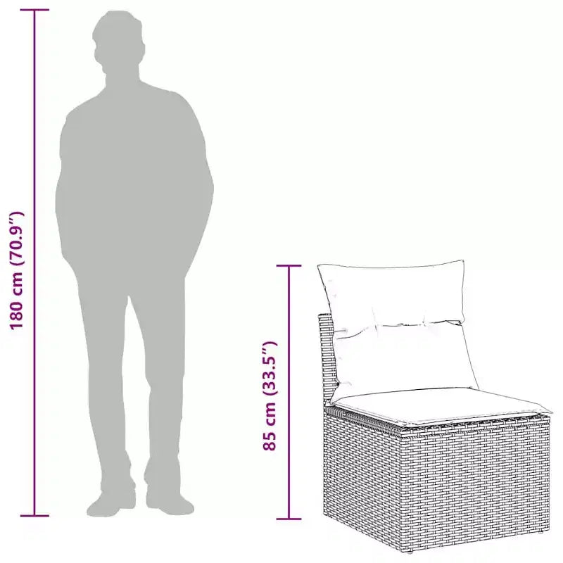 vidaXL Garden Sofa Set Black frame, cream white cushions