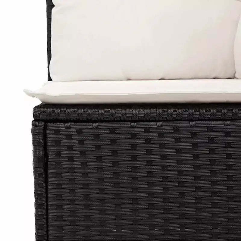vidaXL Garden Sofa Set Black frame, cream white cushions