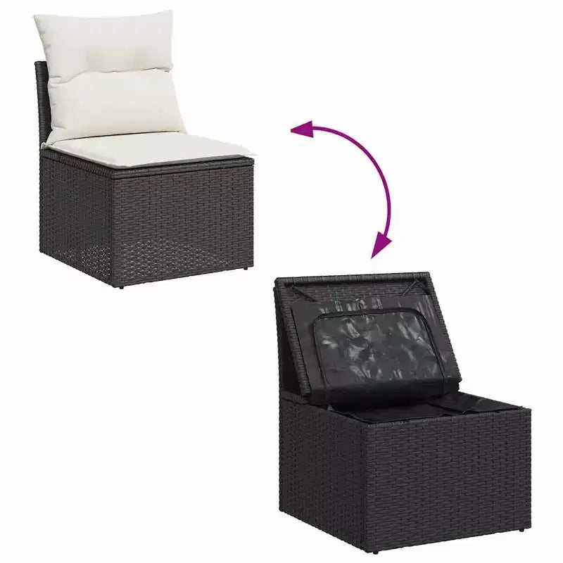 vidaXL Garden Sofa Set Black frame, cream white cushions