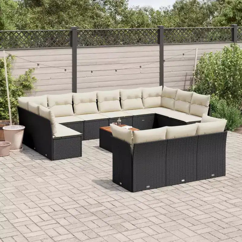 vidaXL Salon de jardin noir et crème