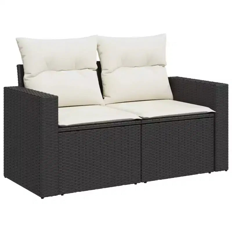 vidaXL Juego de sofá de jardín de ratán PE negro de 6 piezas modular