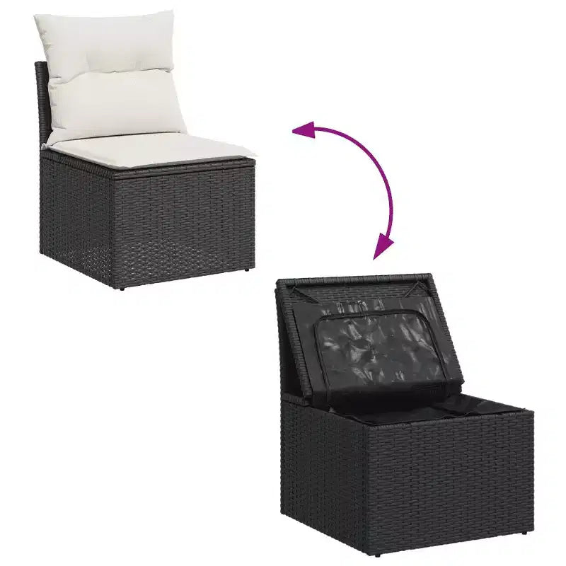 vidaXL Juego de sofá de jardín de 6 piezas con cojines negro y crema