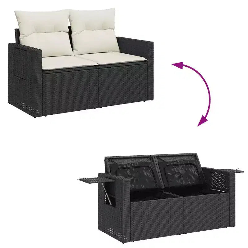 vidaXL 7-Piece Garden Sofa Set Black, Cream white