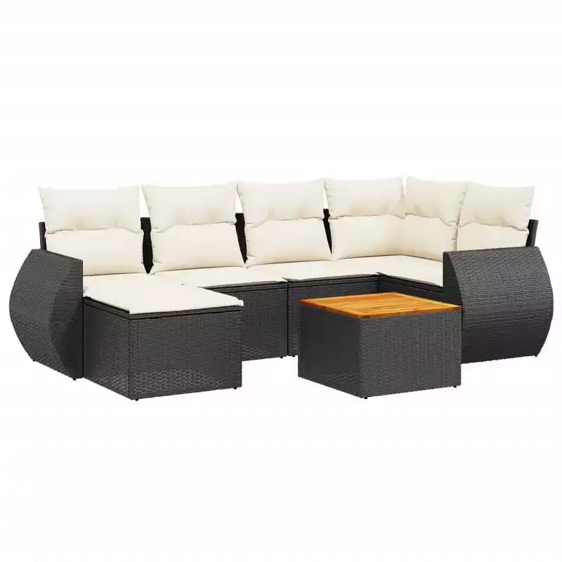vidaXL Garden Sofa Set Black PE rattan Large Adjustable Armrests