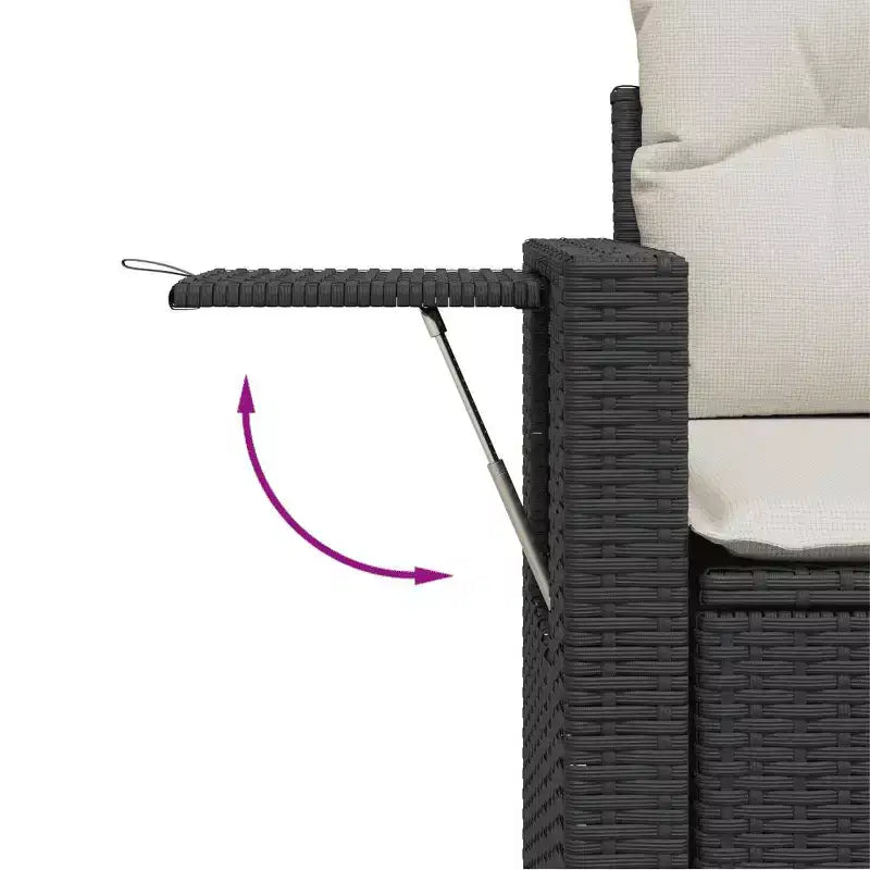 vidaXL Salon de jardin en résine tressée noire avec accoudoirs réglables M