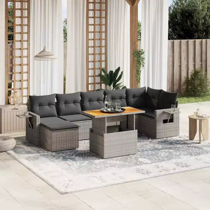 vidaXL Juego de sofás de jardín gris