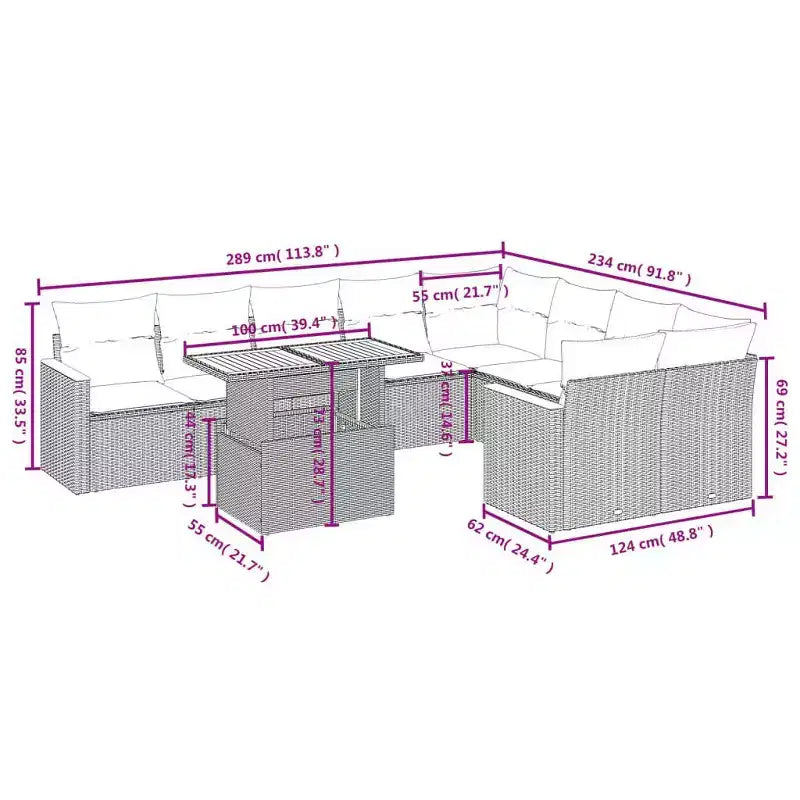 vidaXL Garden Sofa Set Grey