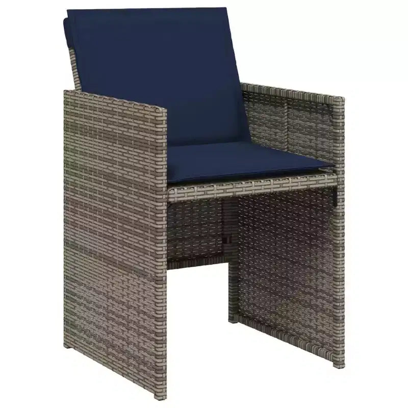 vidaXL Patio Dining Set with Cushions Garden Table and Chair Gray Poly Rattan