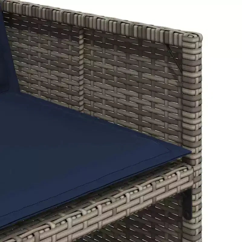 vidaXL Patio Dining Set with Cushions Garden Table and Chair Gray Poly Rattan