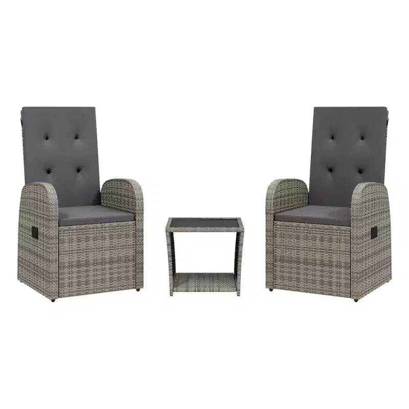 vidaXL Patio Dining Set with Cushions Outdoor Seat Furniture Gray Poly Rattan