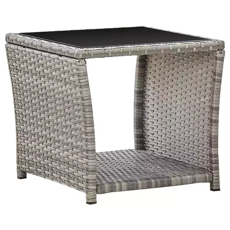 vidaXL Juego de comedor de patio con cojines Muebles de asiento de exterior de ratán sintético gris