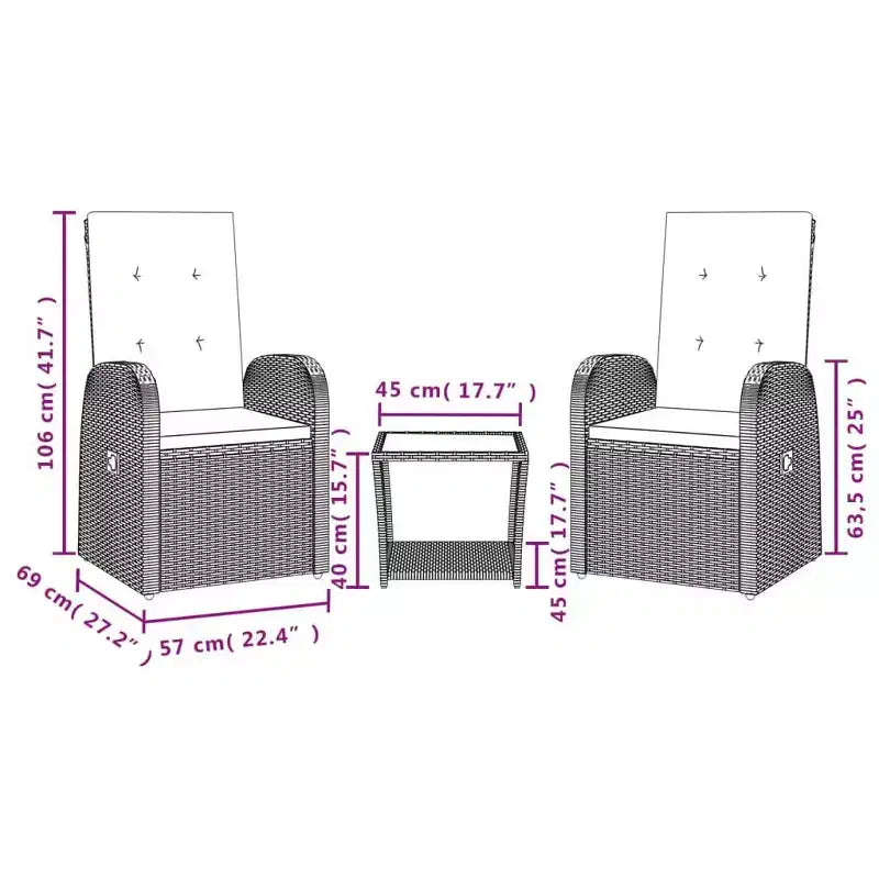 vidaXL Juego de comedor de patio con cojines Muebles de asiento de exterior de ratán sintético gris