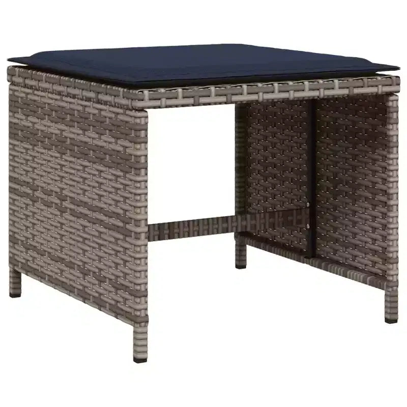 vidaXL Patio Dining Set with Cushions - 11 Piece Gray Poly Rattan Outdoor Garden Table and Chairs Furniture, Compact Storage, Tempered Glass Top