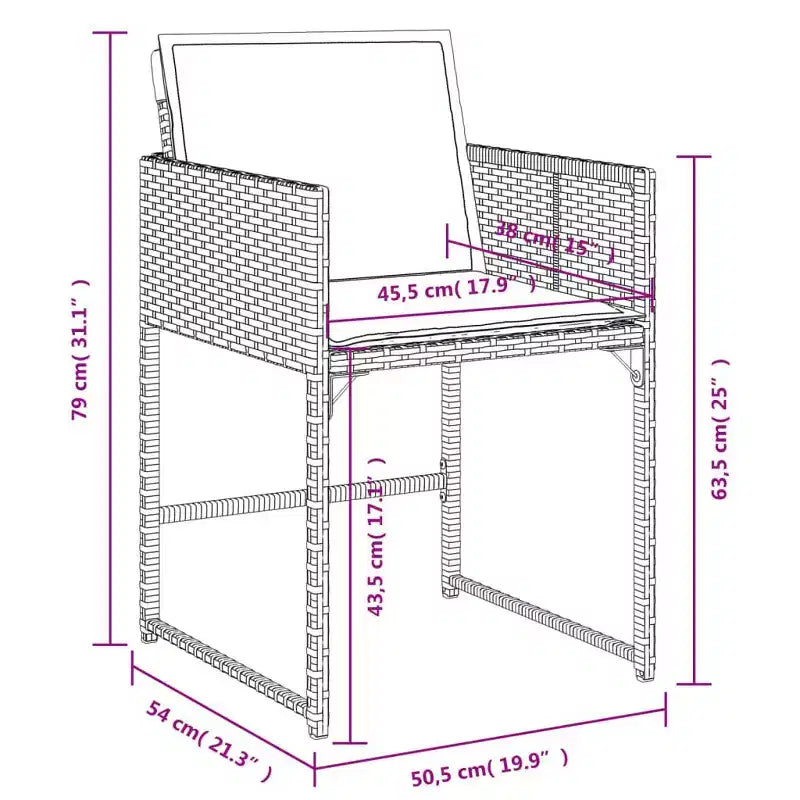 vidaXL Juego de comedor de patio de 10 piezas de ratán PE gris, plegable, para 10 personas