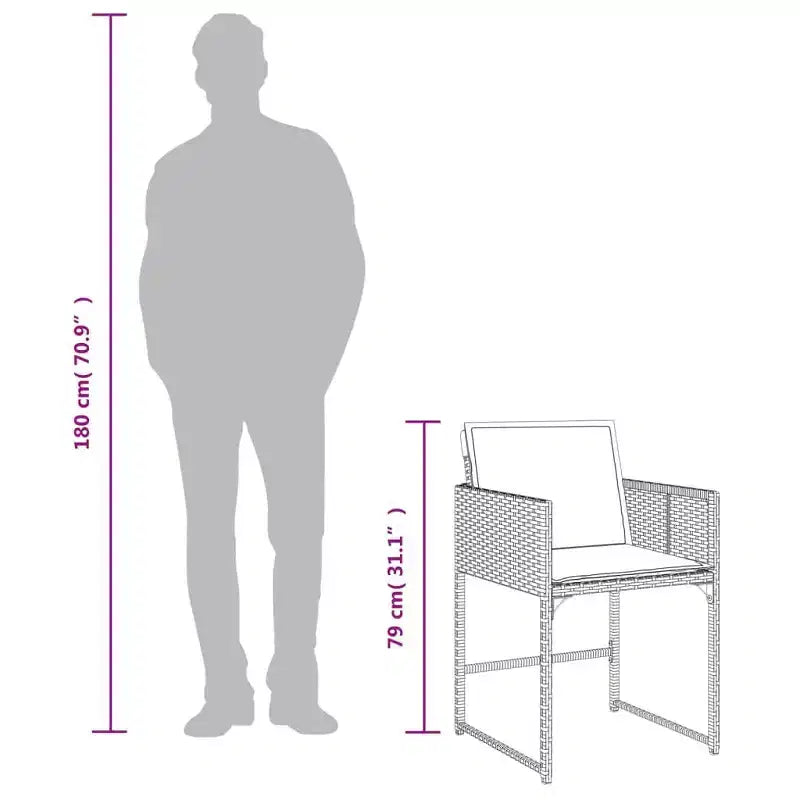vidaXL Juego de comedor de patio de 10 piezas de ratán PE gris, plegable, para 10 personas