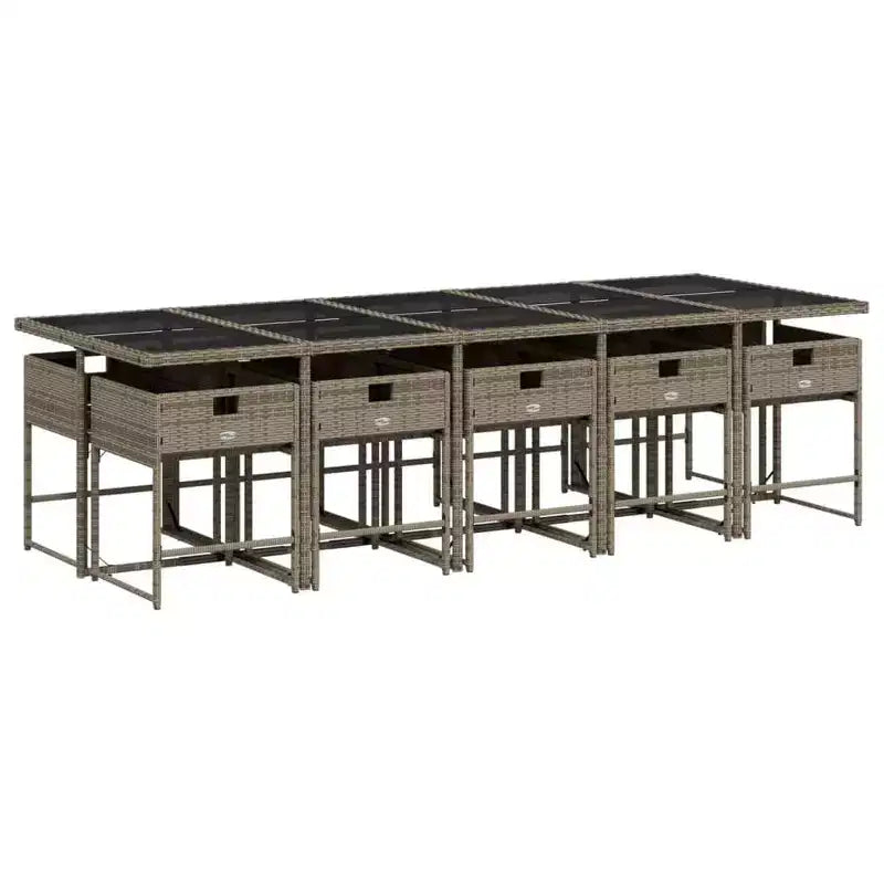 vidaXL Juego de comedor de patio de 10 piezas de ratán PE gris, plegable, para 10 personas