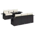 vidaXL Patio Sofa Set with Cushions Sofa Modules Outdoor 7 Piece Poly Rattan - Black and Cream