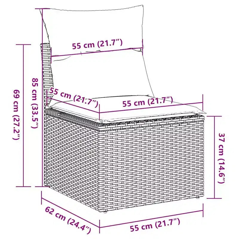 vidaXL Patio Sofa Set with Cushions Sofa Modules Outdoor 7 Piece Poly Rattan - Black and Cream