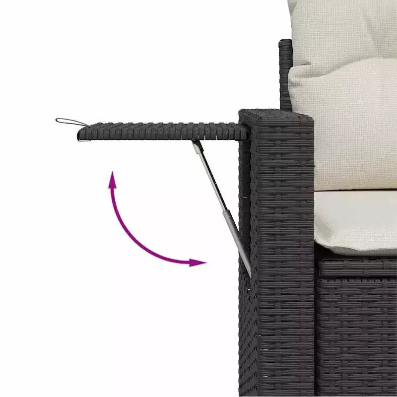 vidaXL Patio Sofa Set with Cushions Sofa Modules Outdoor 7 Piece Poly Rattan - Black and Cream